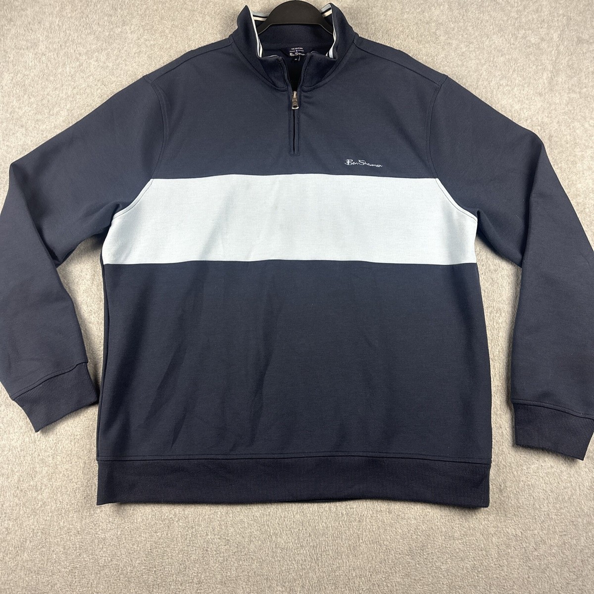 Ben Sherman 1/4 Quarter Zip Mens XL Blue Sweater Pullover Golf