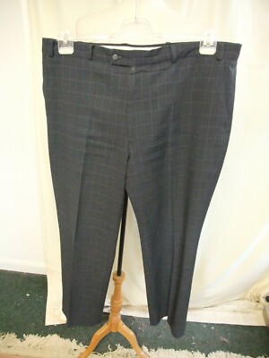 Mens Trousers Berkertex navy check polyester, waist 40