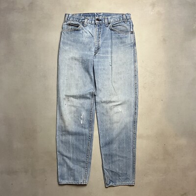 Vintage 80s Levis 550 Orange Tab Striped Stitching Denim Jeans