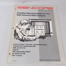 Sencore  VA62 Universal Video Analyzer Manual Vintage 