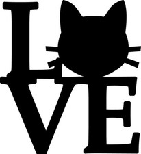 4" LOVE Cat Decal Sticker Car Pet Pets Cats Kitty Face Feline Crazy Lady Meow
