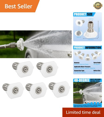 #ad White Stainless Steel 40 Degree Pressure Washer Nozzle Set for 1500 3000 Psi $14.98