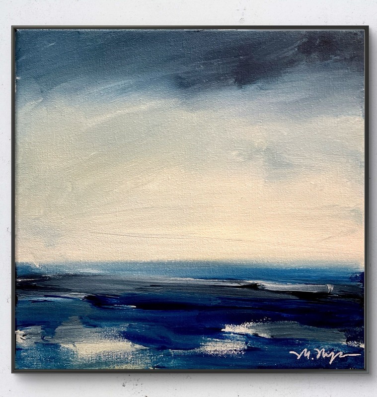 Mary Myers Original Abstract Expressionism 10x10 Moody Seascape Signed