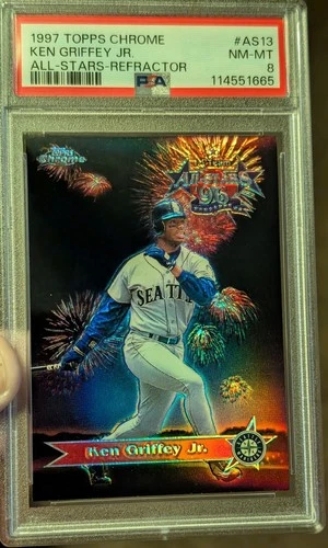 1997 Topps Chrome All Stars Refractor Ken Griffey Jr PSA 8 #AS13 RARE SP The Kid