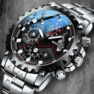 Automatik Armbanduhr mit Datum Herren Sport Business Quarzuhr Edelstahl