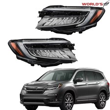 Pair For Honda Pilot 2019-2022&Passport 2019-2021 LED Headlights Assy Headlamps