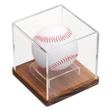 Acrylic Baseball Display Case with Square Base,, Dark Brown/Clear