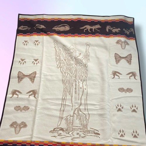 Vintage Pendleton Beaver State Wool Blanket “Coyote” Trickster Blanket 76”x64” - Picture 7 of 12