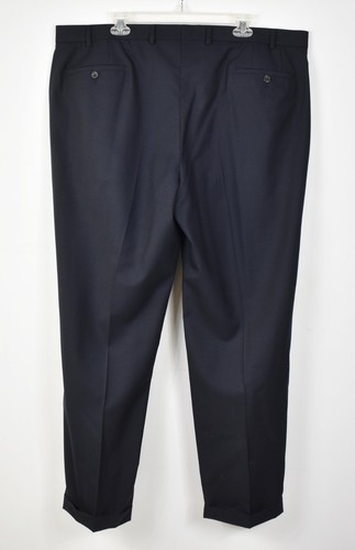 RALPH LAUREN Solid Black Wool Pleated Front Cuffed Total Comfort Pants 42 x 32 - Picture 3 of 4