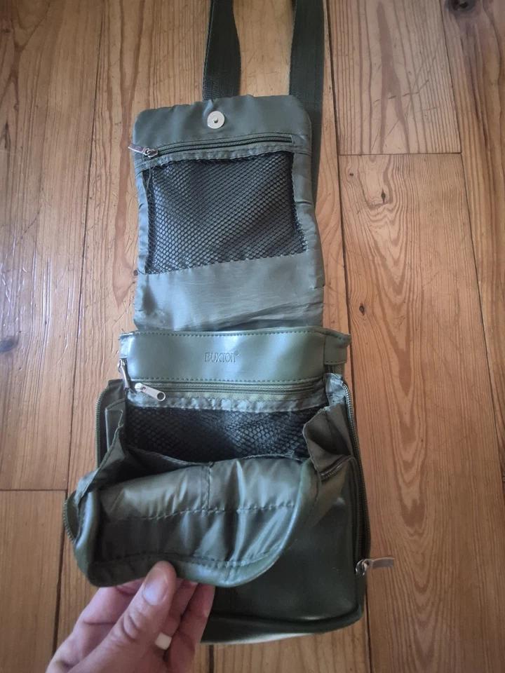 Vintage BUXTON Soft Leather Sling Bag Crossbody Handbag Organizer GREEN.  - Image 3 of 4