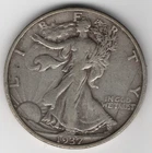 1937 S WALKING LIBERTY HALF-DOLLAR 90% SILVER SAN FRANCISCO .50¢ UNITED STATES