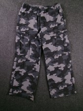 OshKosh B'gosh Cargo Pants Boys 12 Gray Camo Elastic Waist Pockets 100 Cotton