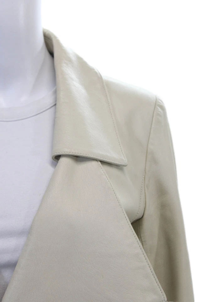 Chaqueta Andrew Marc Mujer Cuero Un Botón Cuello Chucky Beige Talla M Foto 2 de 4