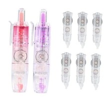 Refillable Retractable White Correction Tape, 2 Quick Dry Push Pink Purple