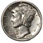 1926-P Mercury Dime 10c Uncirculated Cleaned AU/Unc Details Philadelphia