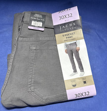 Jachs New York Men  s Straight Fit Flex Waistband 5-Pocket Pants, Gray, 30X32