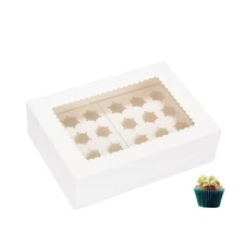  Mini Cupcake Box 5 Pack,Holds 24 Mini Cupcakes,Cupcake Holder, 14x10x4 Inch 