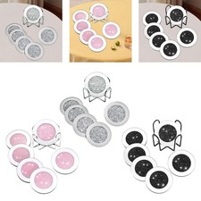 Glass Mirrored Coasters Cup Mat 4inch Glitter for Dining Table Bar Tabletop