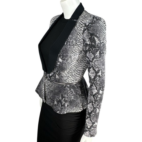 Rebecca Taylor Peplum Blazer Womens Size 0 Snake Reptile Print 100% Silk Fitted - 第 4/12 張圖片