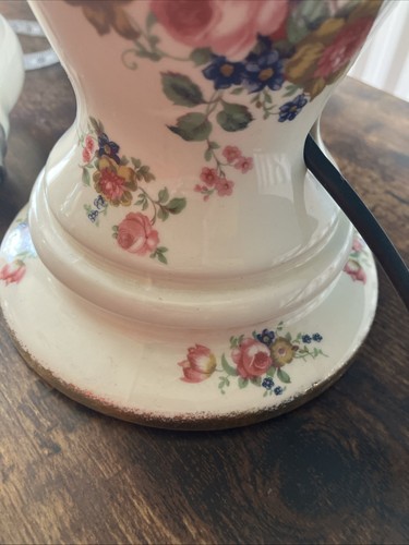 Lámpara cerámica grande vintage con diseño rosa Made In England 42cm - Imagen 7 de 10
