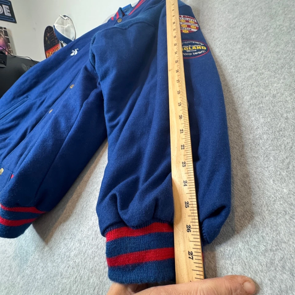 Chaqueta Bomber Vintage Star Company Lana Acolchada Bordada Gales Polo Team 3XL Foto 4 de 4