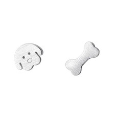 Tiny Cute Dog Bone Earrings 925 Sterling Silver Small Studs Earring for Women Hy