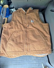 Carhartt Loose Fit Sherpa-Lined Canvas Vest Model 104277 Brown Men's Medium
