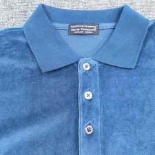 Vintage Men's Norm Thompson Velour Long Sleeve Polo Sweatshirt Size L Escape