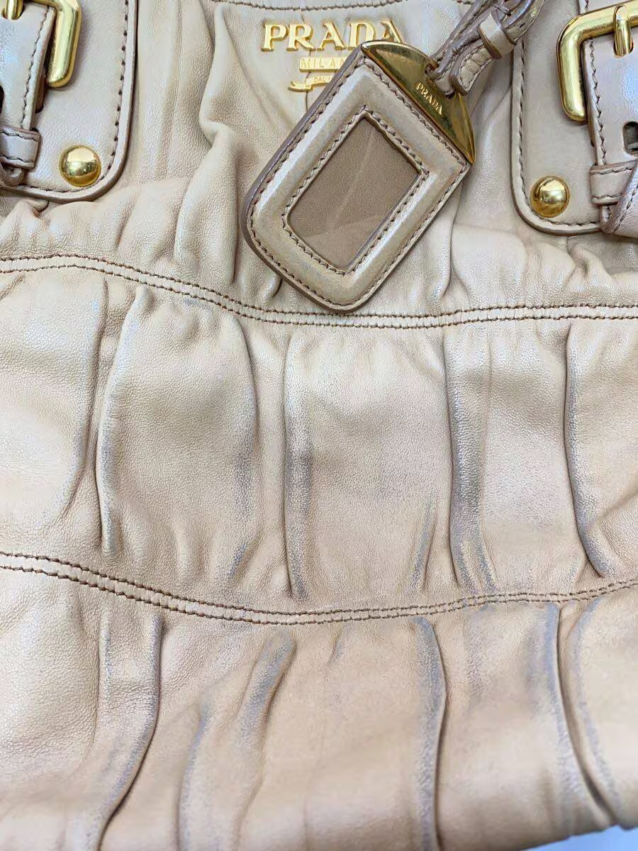PRADA Handbag Leather BEG Solid Authentic Rare Ex… - image 7