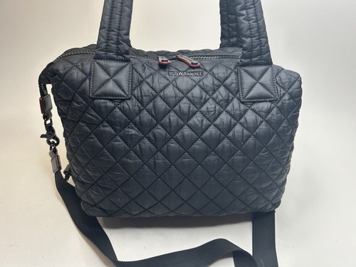 MZ WALLACE Black Medium Sutton Deluxe Light Wieght Quilted Nylon Crossbody Tote