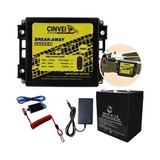 Trailer Brakes Breakaway Kit with Charger, LED Indicator, Switch, 12V 5AH Bat...
