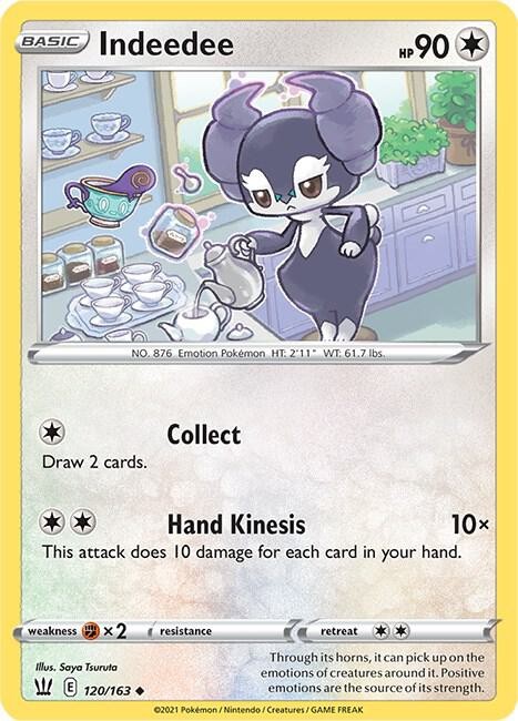 Indeedee 120/163 Reverse Holo Uncommon Pokemon SWSH05: Battle Styles NM