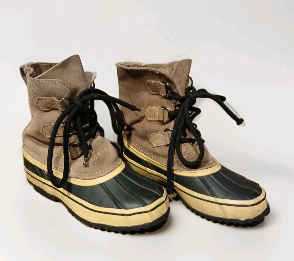 Botas de lluvia C9 para niños de cuero marrón de goma a prueba de clima talla 1Y A327 Foto 2 de 4