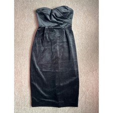 Express Womens Black Velvet Strapless Sweetheart Midi Cocktail Dress Size S NWT
