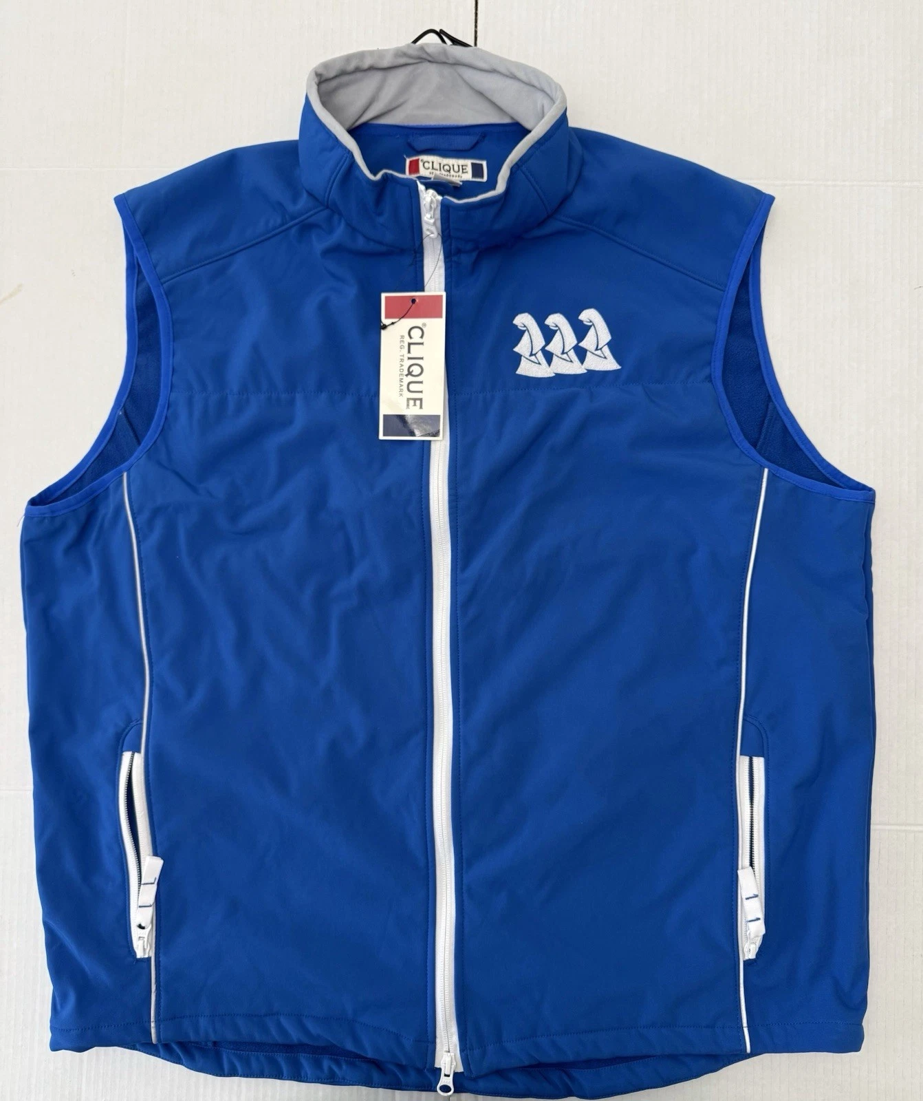 Clique Men's Vest XL Windproof Full Zip with Pockets Fleece Inner Blue NWT