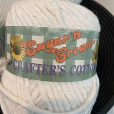 3 skeins Sugar n Cream Crafters Cotton White Yarn 6oz each