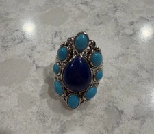 Robert Manse Limited Edition Sterling Silver sz 7 Lapis & Turquoise