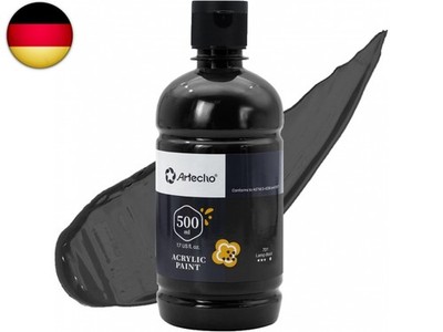 Artecho Acrylfarbe Schwarz 500 ml, Wasserfest und Lichtecht, Schnell Trocknend,