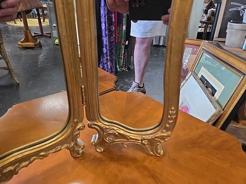 BEAUTIFUL VINTAGE GILDED FRENCH LOUIS XVI STYLE TRI-FOLD MIRROR ROCOCO/ART DECO - Picture 5 of 23