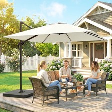 2.4x2.4 m Cantilever Parasol w/ Umbrella Weights, UPF50+ Offset Outdoor Umbrella