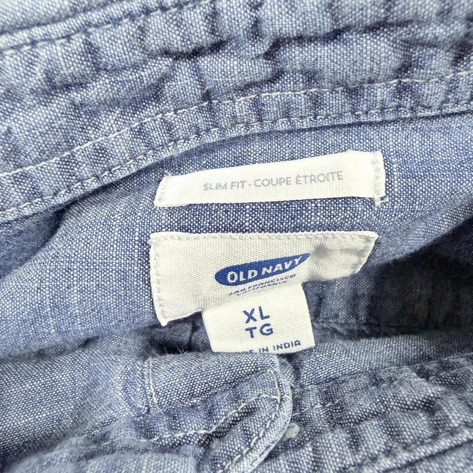 Camisa Gap Slim Fit Coupe Etroite Abotonada Manga Larga Para Hombre Talla XL Azul Denim Foto 3 de 4