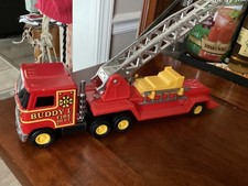 Vintage Buddy L Hook & Ladder Fire Truck BLFD Japan 10" Metal And Plastic