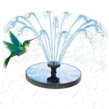  Solar Water Fountain, Upgraded Solar Bird Bath Fountains with 6 Nozzles, 1w