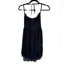 Zimmermann Black Silk Eyelet Mini Dress Womens 0 Whimsygoth Witchy Goth Damaged