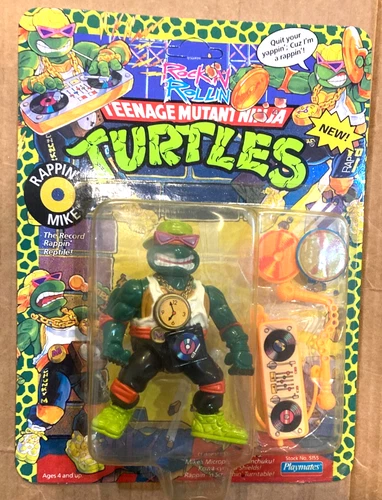 1991 VTG. Playmates TMNT ROCKIN ROLLIN RAPPIN MIKE Action Figure UNpunched NEW