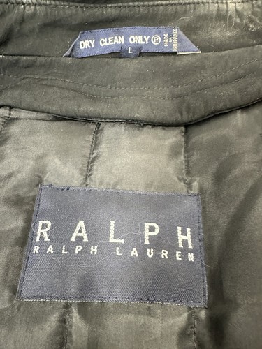 Ralph Lauren Trench Coat Mens LARGE Removable Liner Long Sleeve Button Up Black - Picture 11 of 17