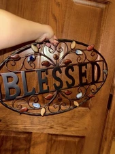 Metal Hanging Blessed Wall Art Sign Home Decor Metal Letters Blessed Sign 27”X17