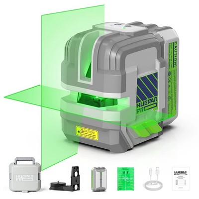 Huepar Pro Rechargeable Green Cross Line Laser Level 360° Magnetic Bracket