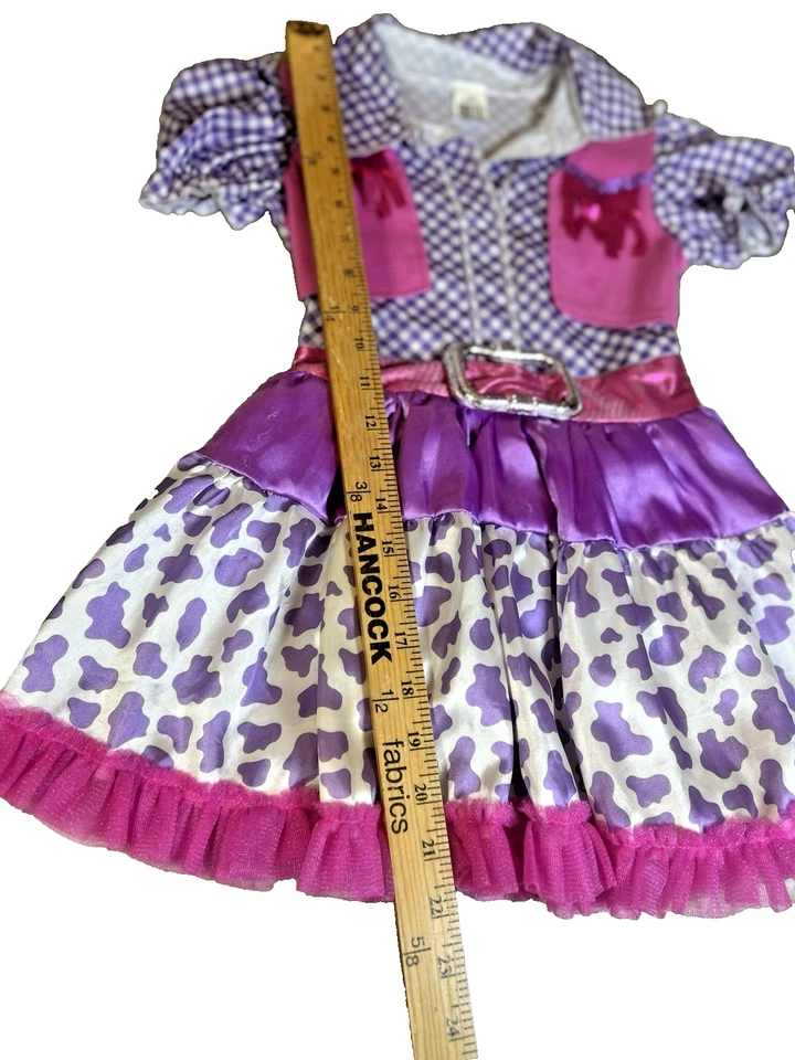 Disfraz de Vestido Vaquera Niñas, Talla 3-6 años, Rosa, Púrpura, Blanco, Halloween, Jugar Foto 4 de 4