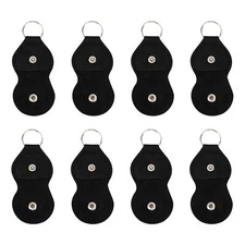 8pcs Guitar Picks Holder Case Leather Keychain Plectrum Key Fob Cases Bag black